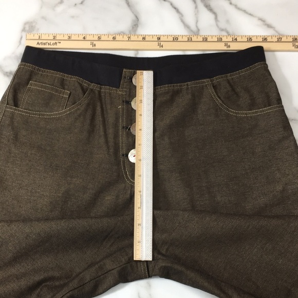 Usindo Brown Pants Floral Embroidered‎ Lagenlook Women Medium Boho Hippie Barrel - Picture 7 of 12